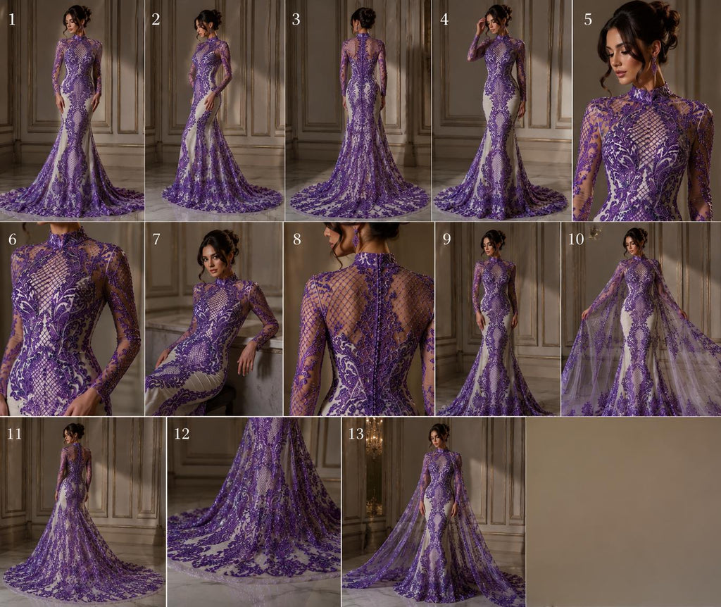 Luxury Lace - Lilac -  Glitter Damask Design Fabric 58” Wide For Quinsiañera Dresses - Prom Dress Sold By The Yard