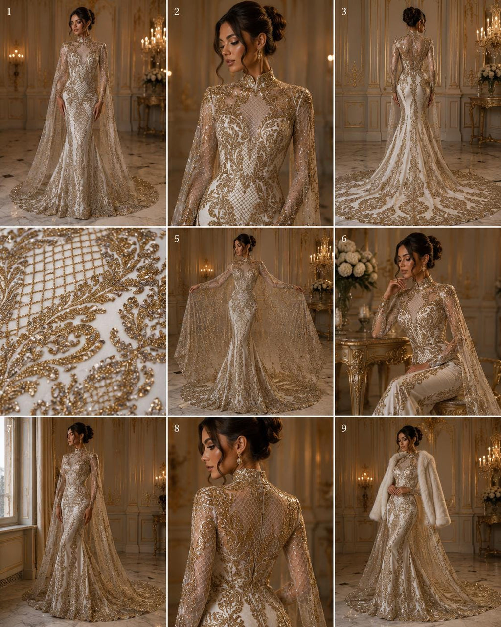 Luxury Lace - Rose Gold -  Glitter Damask Design Fabric 58” Wide For Quinsiañera Dresses - Prom Dress Sold By The Yard
