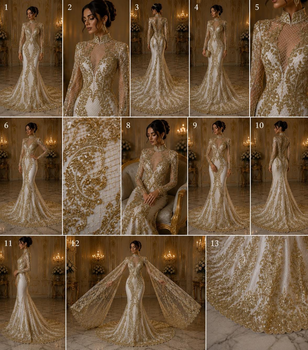 Luxury Lace - Gold -  Glitter Damask Design Fabric 58” Wide For Quinsiañera Dresses - Prom Dress Sold By The Yard