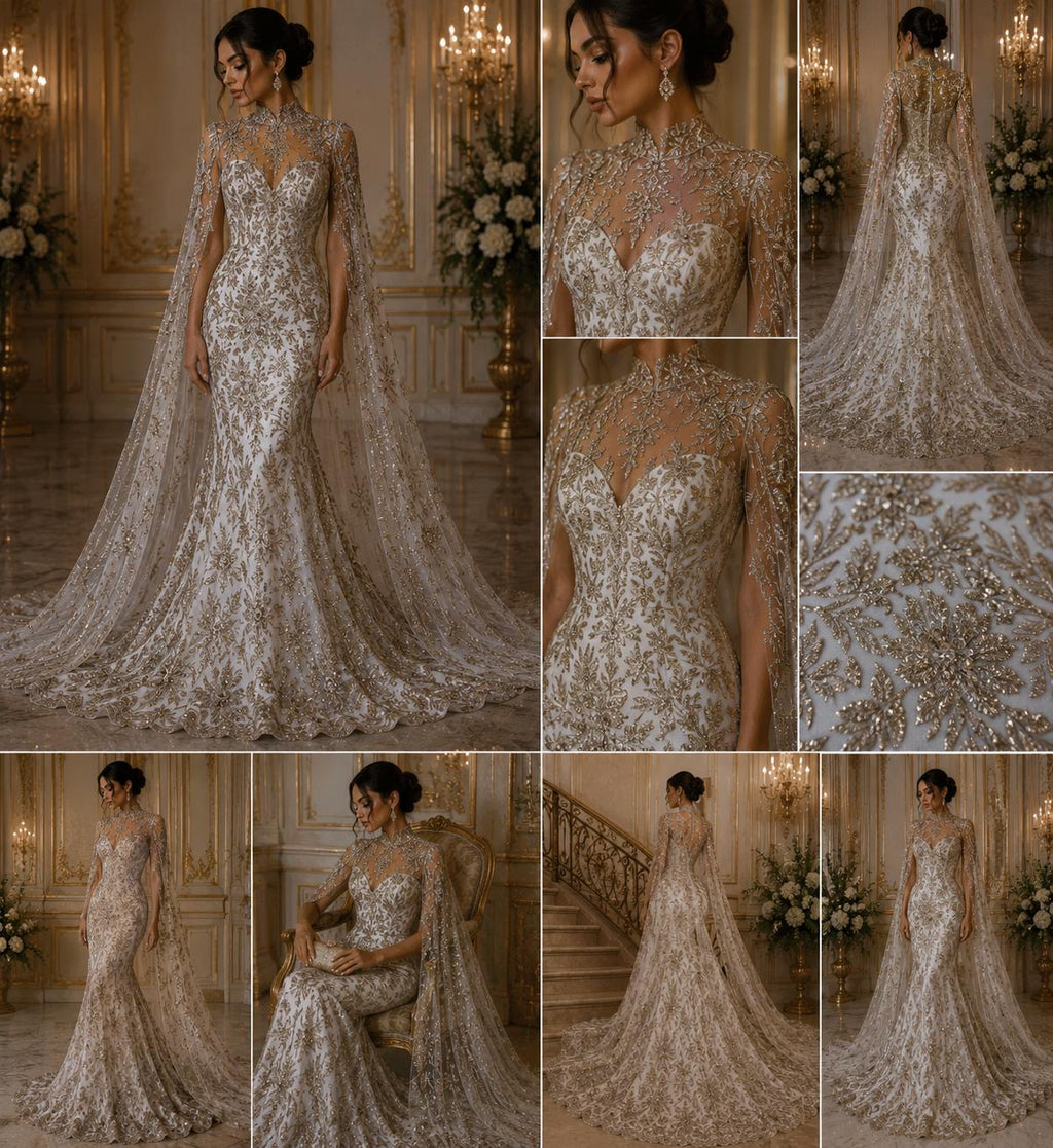 Damask Lace - Rose Gold - Glitter Big Damask Design Fabric 58” Wide For Quinsiañera Dresses - Prom Dress Sold By The Yard