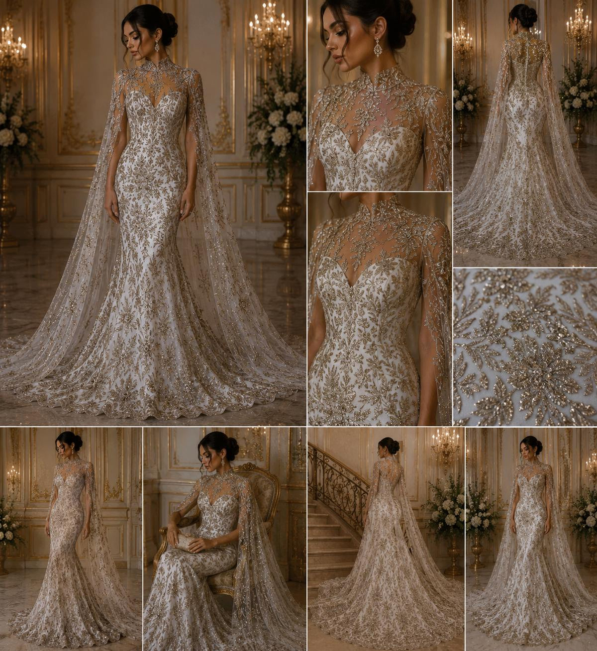Damask Lace - Rose Gold - Glitter Big Damask Design Fabric 58” Wide For Quinsiañera Dresses - Prom Dress Sold By The Yard