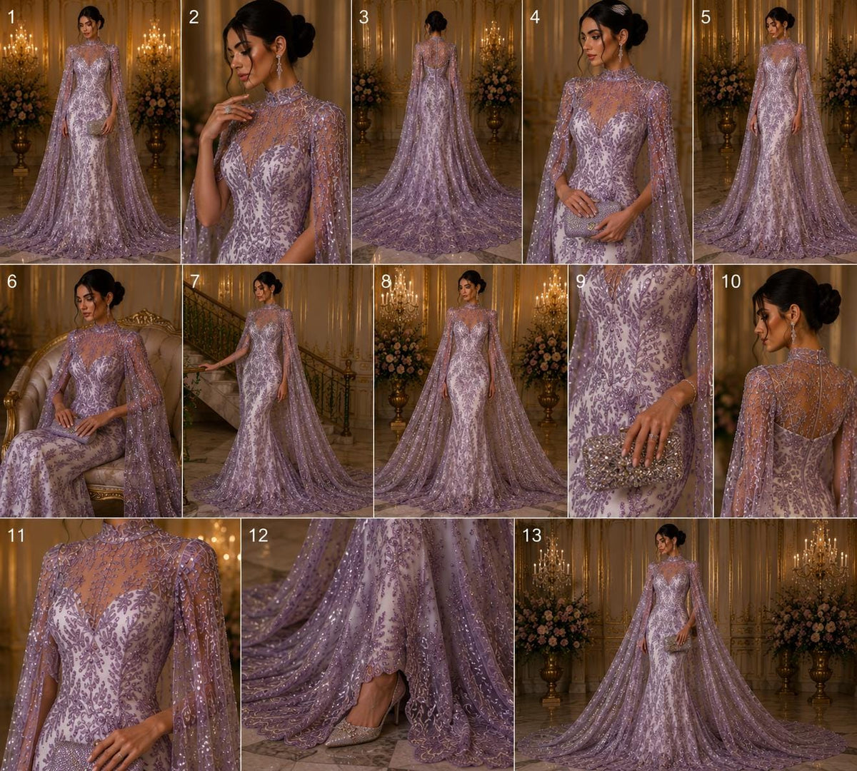 Damask Lace - Lilac - Glitter Big Damask Design Fabric 58” Wide For Quinsiañera Dresses - Prom Dress Sold By The Yard
