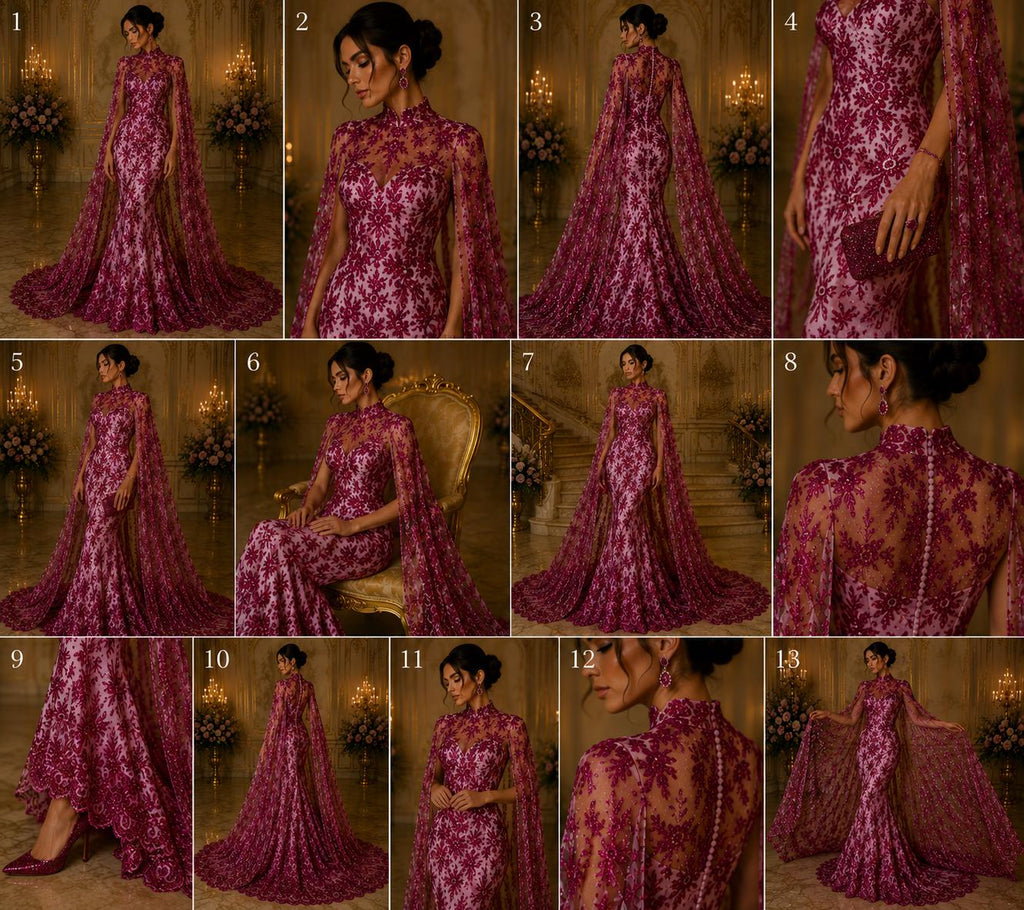 Damask Lace - Fuchsia - Glitter Big Damask Design Fabric 58” Wide For Quinsiañera Dresses - Prom Dress Sold By The Yard