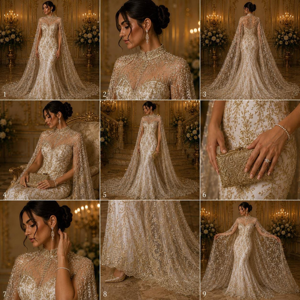 Damask Lace - Gold - Glitter Big Damask Design Fabric 58” Wide For Quinsiañera Dresses - Prom Dress Sold By The Yard