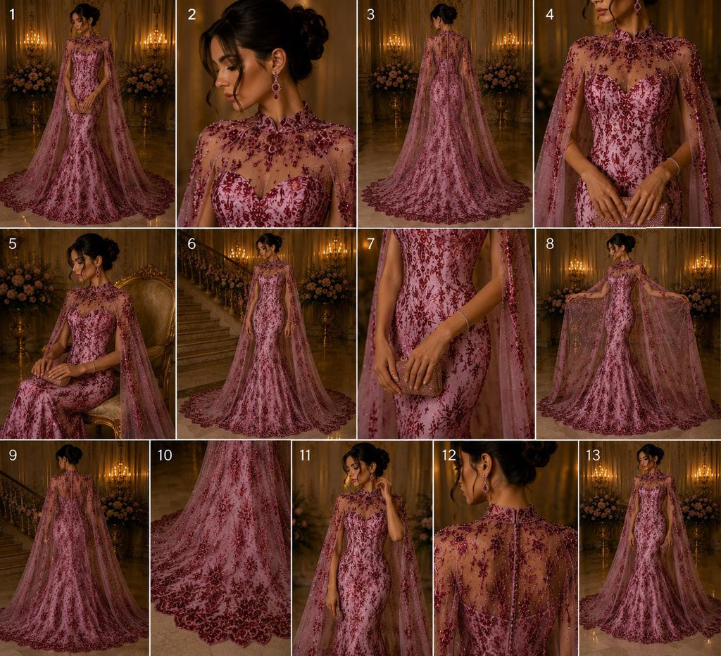 Damask Lace - Burgundy - Glitter Big Damask Design Fabric 58” Wide For Quinsiañera Dresses - Prom Dress Sold By The Yard