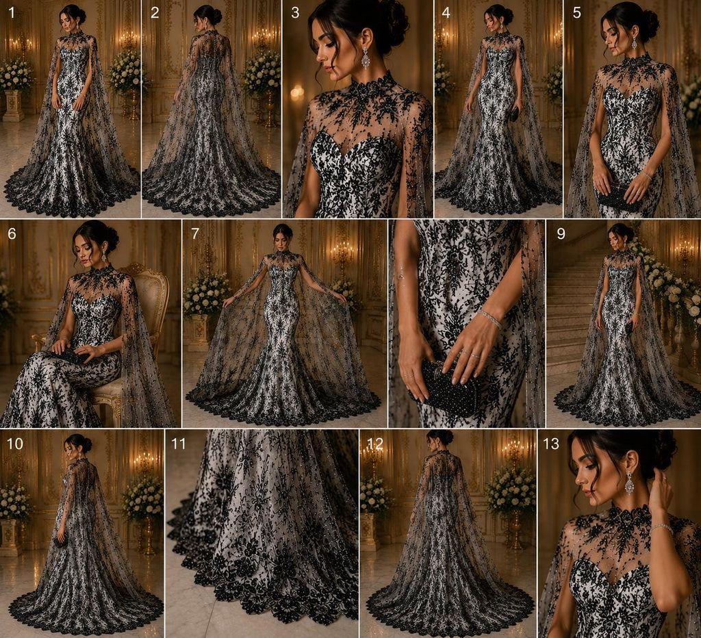 Damask Lace - Black - Glitter Big Damask Design Fabric 58” Wide For Quinsiañera Dresses - Prom Dress Sold By The Yard