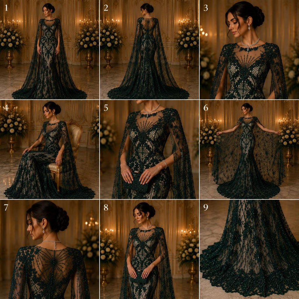 Luxembourg Designs Lace - Hunter - Beaded Design with Embroidered Sequins and Beads On a Mesh Lace Fabric for Prom Dress By The Yard