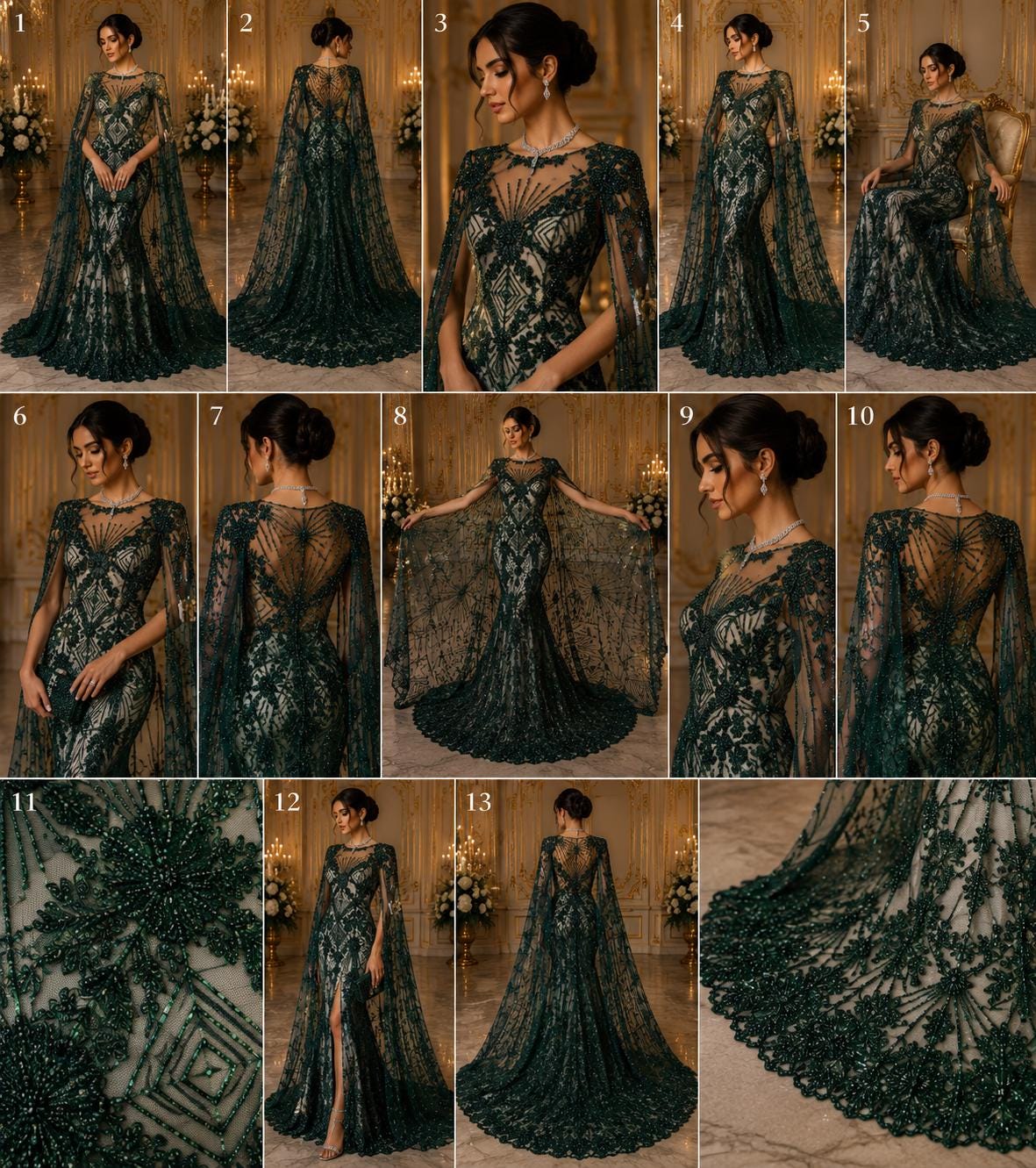 Luxembourg Designs Lace - Hunter - Beaded Design with Embroidered Sequins and Beads On a Mesh Lace Fabric for Prom Dress By The Yard