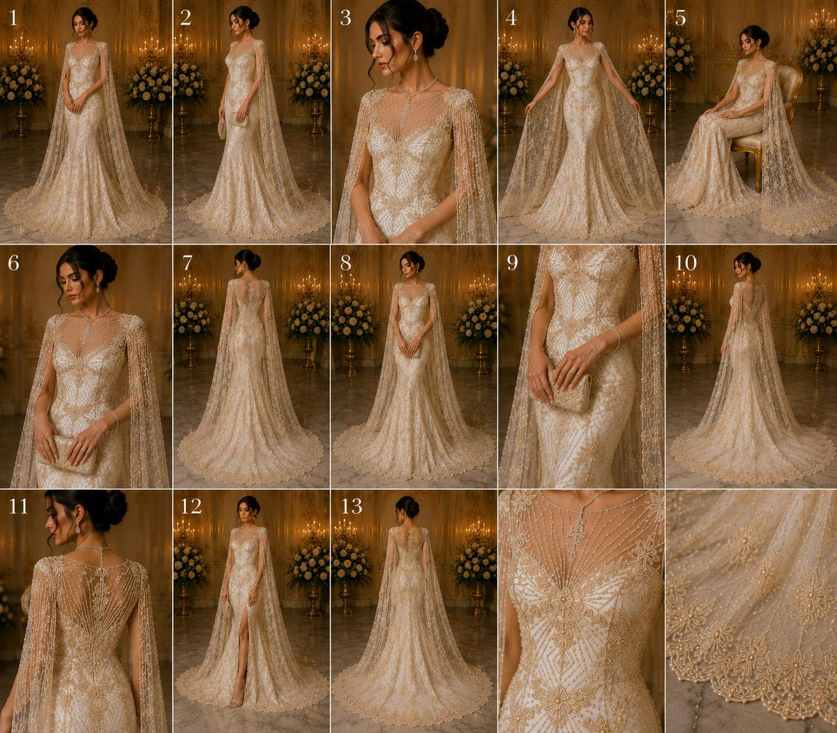 Luxembourg Designs Lace - Ivory - Beaded Design with Embroidered Sequins and Beads On a Mesh Lace Fabric for Prom Dress By The Yard