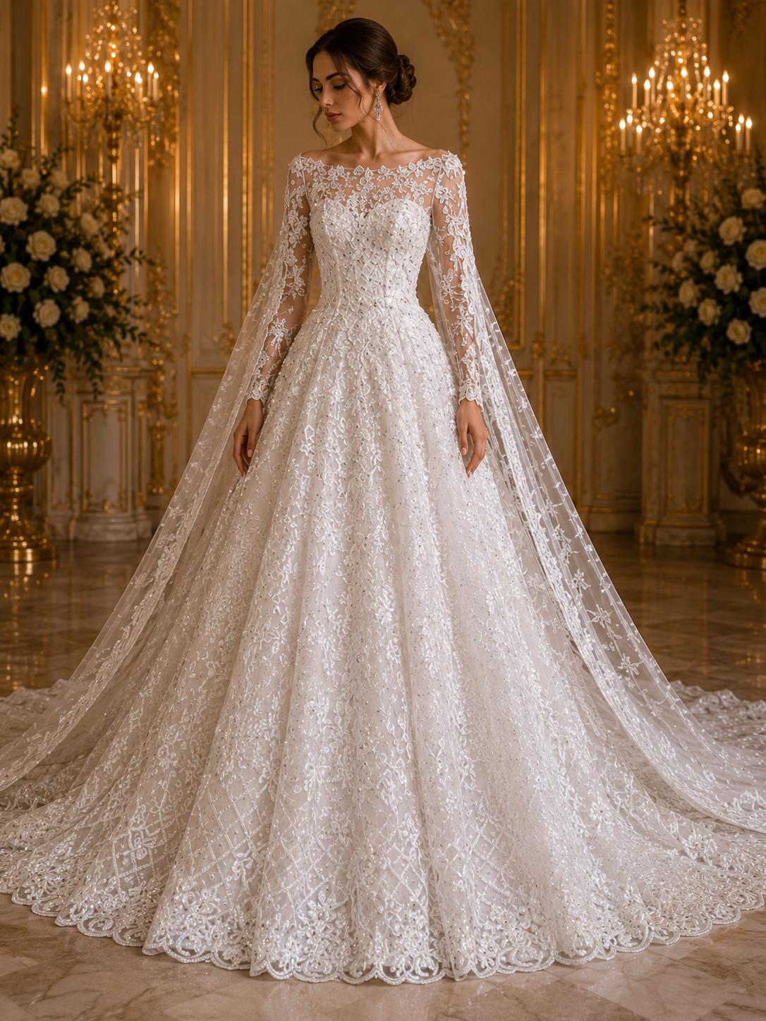 Luxurious Design Lace - White - Beaded Design with Embroidered Sequins and Beads On a Mesh Lace Fabric for Prom Dress By The Yard