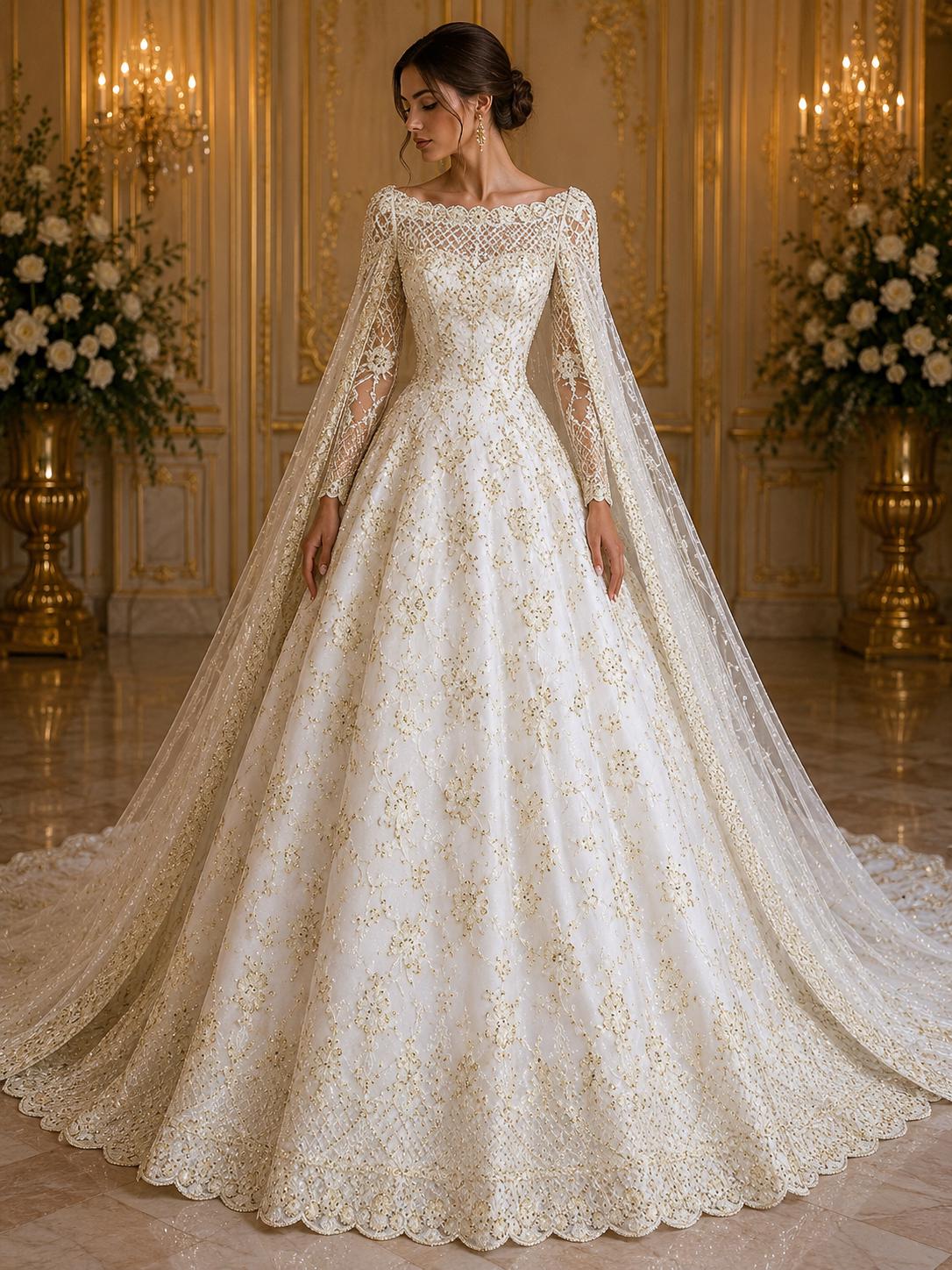Luxurious Design Lace - Ivory - Beaded Design with Embroidered Sequins and Beads On a Mesh Lace Fabric for Prom Dress By The Yard