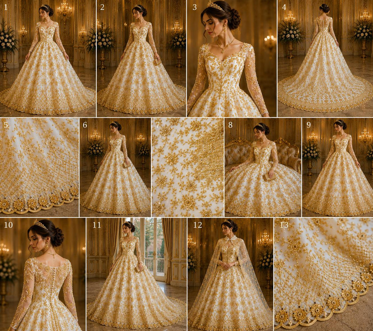 Luxurious Design Lace - Gold - Beaded Design with Embroidered Sequins and Beads On a Mesh Lace Fabric for Prom Dress By The Yard
