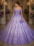 Luxurious Design Lace - Lilac - Beaded Design with Embroidered Sequins and Beads On a Mesh Lace Fabric for Prom Dress By The Yard