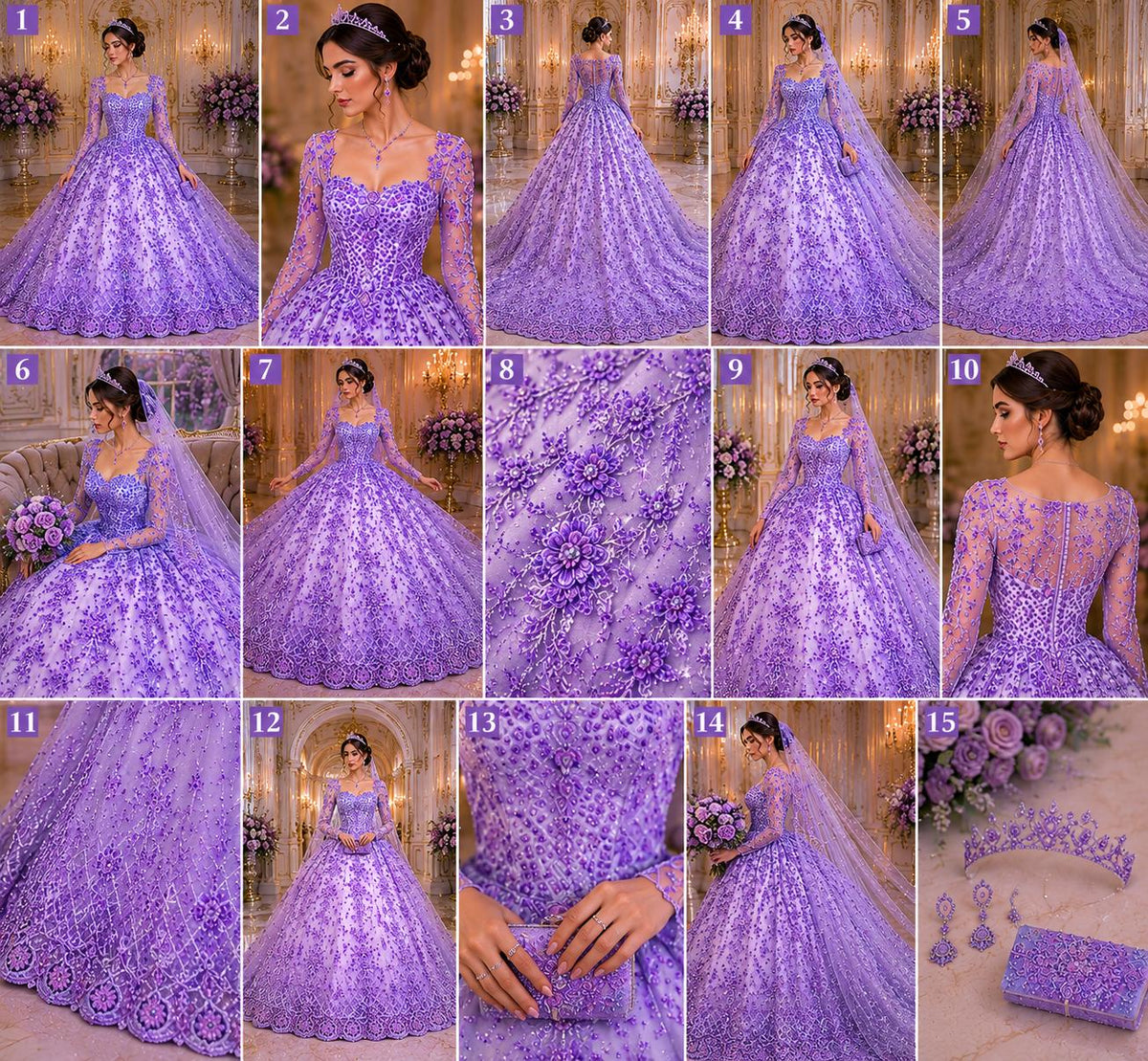 Luxurious Design Lace - Lilac - Beaded Design with Embroidered Sequins and Beads On a Mesh Lace Fabric for Prom Dress By The Yard