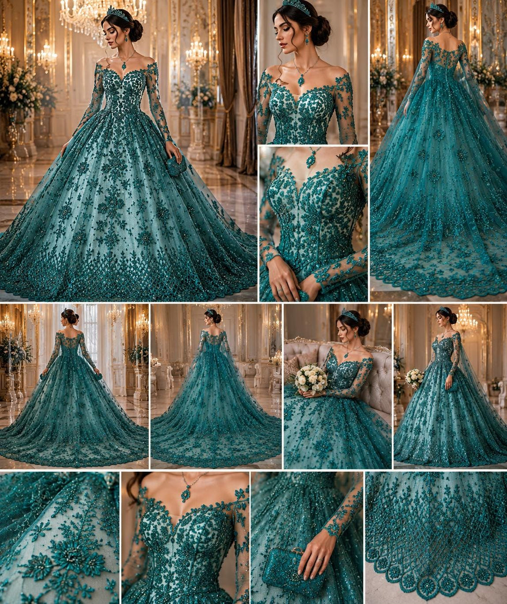 Luxurious Design Lace - Hunter - Beaded Design with Embroidered Sequins and Beads On a Mesh Lace Fabric for Prom Dress By The Yard