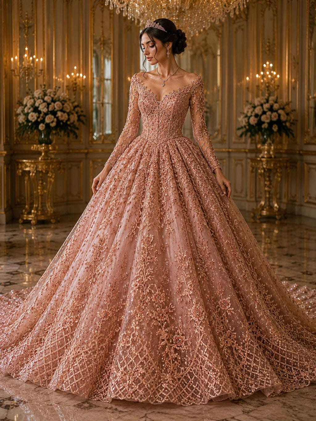 Luxurious Design Lace - Blush - Beaded Design with Embroidered Sequins and Beads On a Mesh Lace Fabric for Prom Dress By The Yard