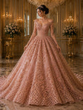 Luxurious Design Lace - Blush - Beaded Design with Embroidered Sequins and Beads On a Mesh Lace Fabric for Prom Dress By The Yard