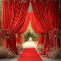 2 Panels - RED - 5Ft x 14Ft Wrinkle Free Backdrop Curtains for Parties  - Silky Interlock Backdrop for Weddings Birthday Party Curtains