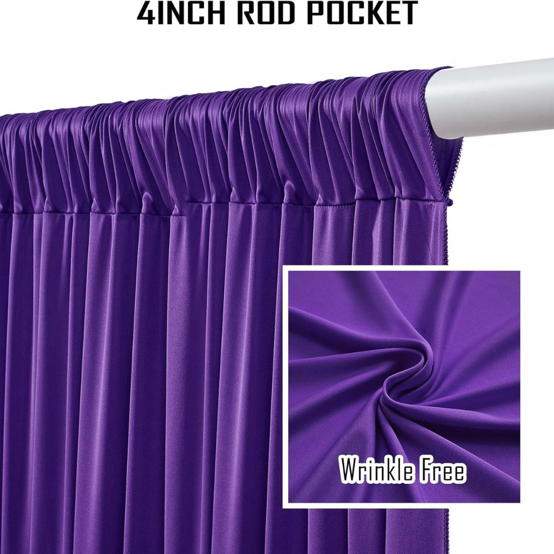2 Panels - PURPLE - 5Ft x 14Ft Wrinkle Free Backdrop Curtains for Parties  - Silky Interlock Backdrop for Weddings Birthday Party Curtains