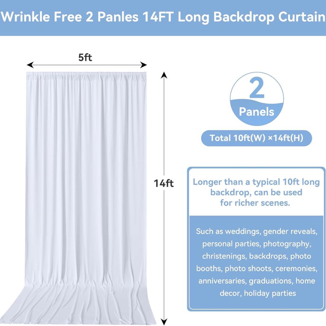 2 Panels - ROYAL - 5Ft x 14Ft Wrinkle Free Backdrop Curtains for Parties  - Silky Interlock Backdrop for Weddings Birthday Party Curtain
