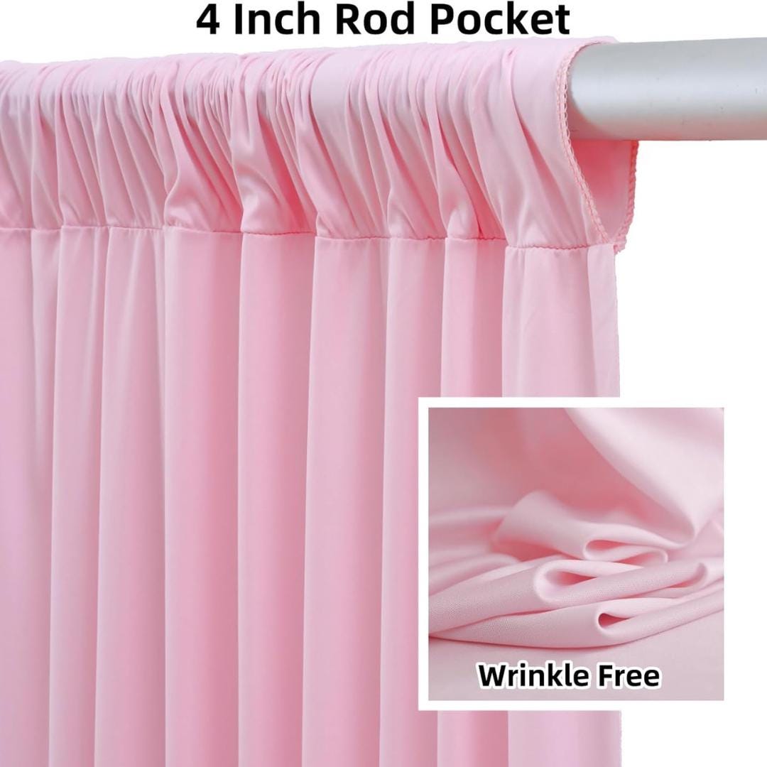 2 Panels - PINK - 5Ft x 14Ft Wrinkle Free Backdrop Curtains for Parties  - Silky Interlock Backdrop for Weddings Birthday Party Curtain