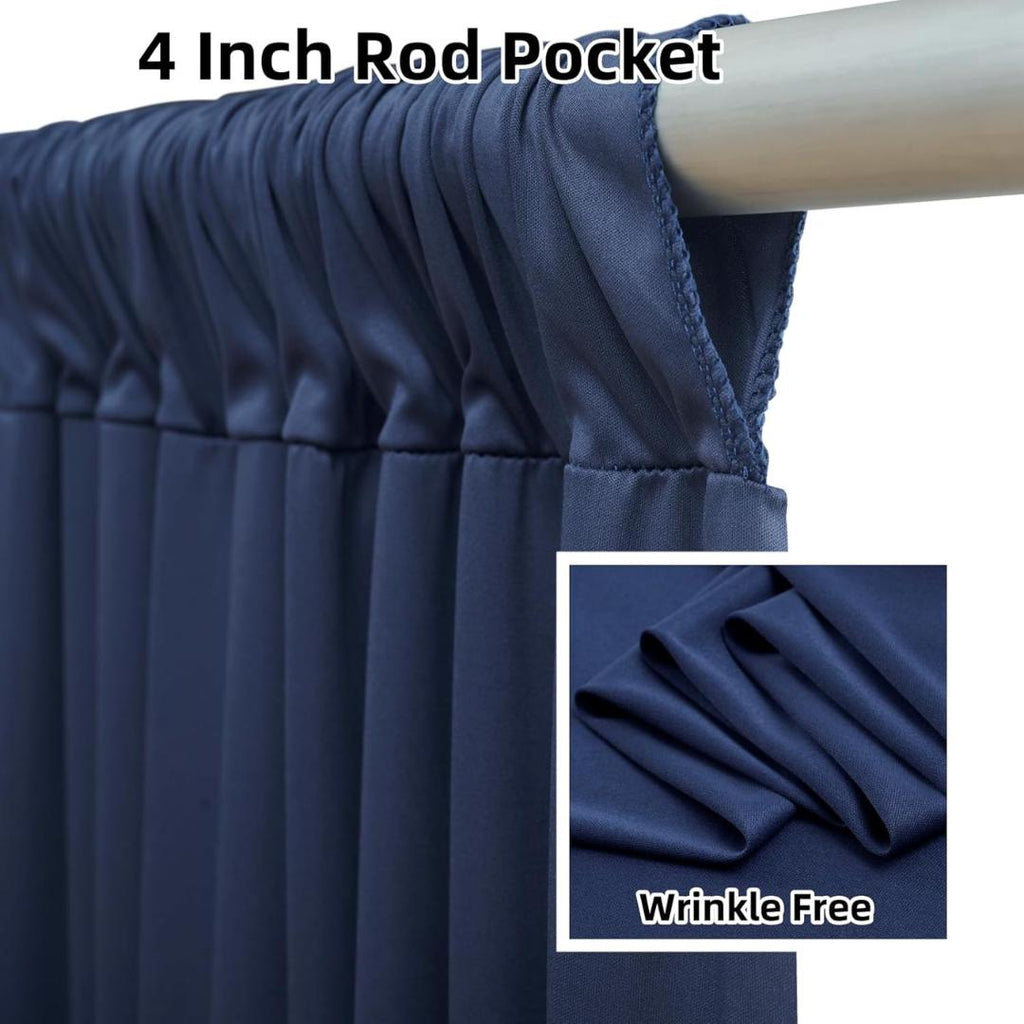 2 Panels - NAVY - 5Ft x 14Ft Wrinkle Free Backdrop Curtains for Parties  - Silky Interlock Backdrop for Weddings Birthday Party Curtain