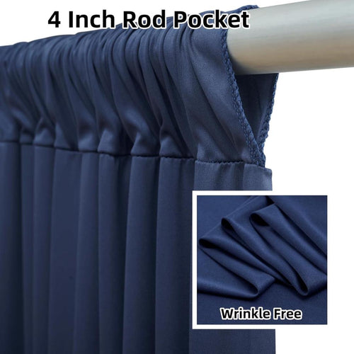 2 Panels - NAVY - 5Ft x 14Ft Wrinkle Free Backdrop Curtains for Parties  - Silky Interlock Backdrop for Weddings Birthday Party Curtain