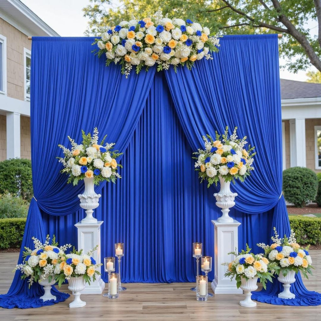 2 Panels - ROYAL - 5Ft x 14Ft Wrinkle Free Backdrop Curtains for Parties  - Silky Interlock Backdrop for Weddings Birthday Party Curtain