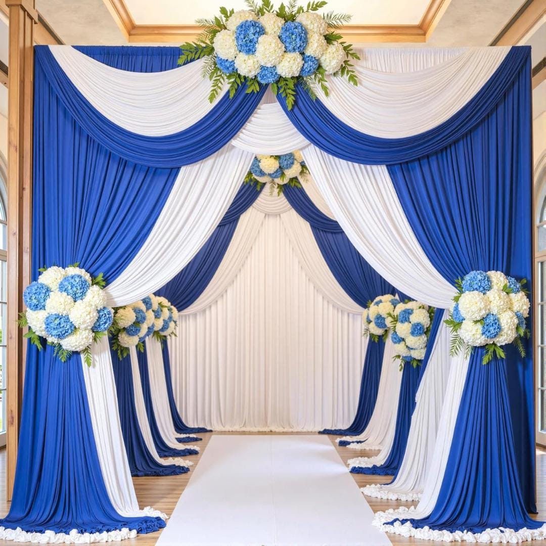 2 Panels - ROYAL - 5Ft x 14Ft Wrinkle Free Backdrop Curtains for Parties  - Silky Interlock Backdrop for Weddings Birthday Party Curtain