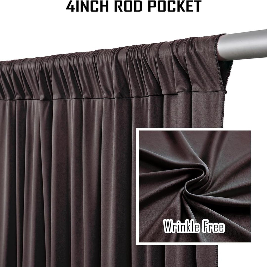 2 Panels - BROWN - 5Ft x 14Ft Wrinkle Free Backdrop Curtains for Parties  - Silky Interlock Backdrop for Weddings Birthday Party Curtain