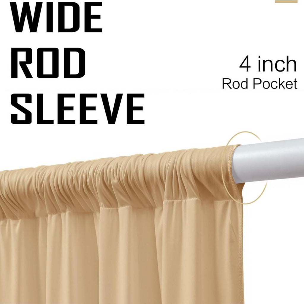 CREAM -  2 Panels 5Ft x 21Ft Wrinkle Free Backdrop Curtains for Parties  - Silky Interlock Backdrop for Weddings Birthday Party Curtains