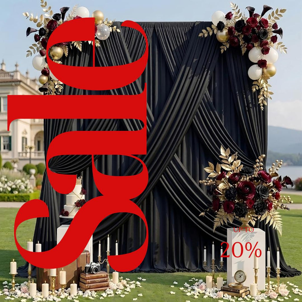 BLACK -  2 Panels 5Ft x 21Ft Wrinkle Free Backdrop Curtains for Parties  - Silky Interlock Backdrop for Weddings Birthday Party Curtains