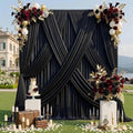 BLACK -  2 Panels 5Ft x 21Ft Wrinkle Free Backdrop Curtains for Parties  - Silky Interlock Backdrop for Weddings Birthday Party Curtains
