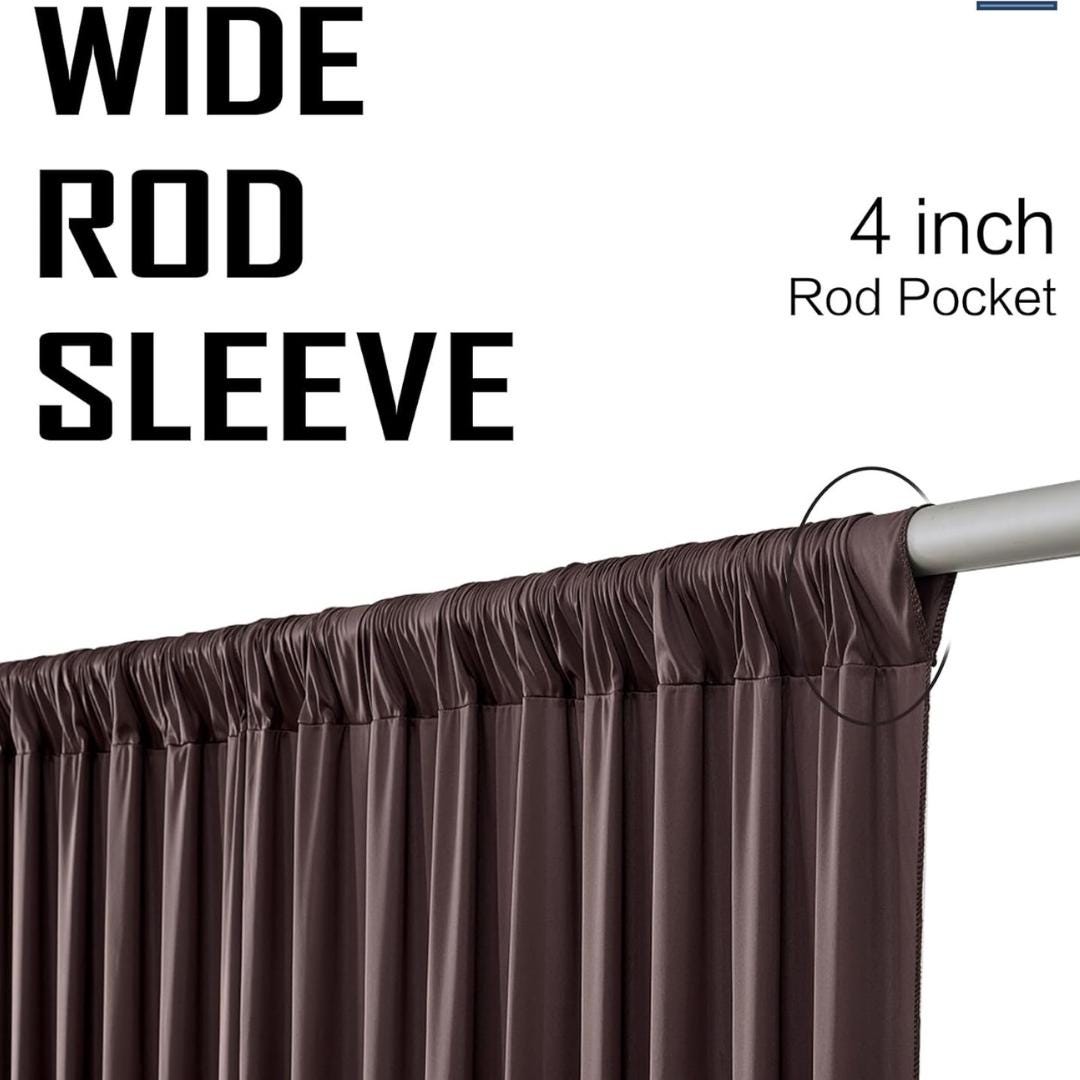 BROWN -  2 Panels 5Ft x 21Ft Wrinkle Free Backdrop Curtains for Parties  - Silky Interlock Backdrop for Weddings Birthday Party Curtains