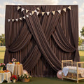 BROWN -  2 Panels 5Ft x 21Ft Wrinkle Free Backdrop Curtains for Parties  - Silky Interlock Backdrop for Weddings Birthday Party Curtains