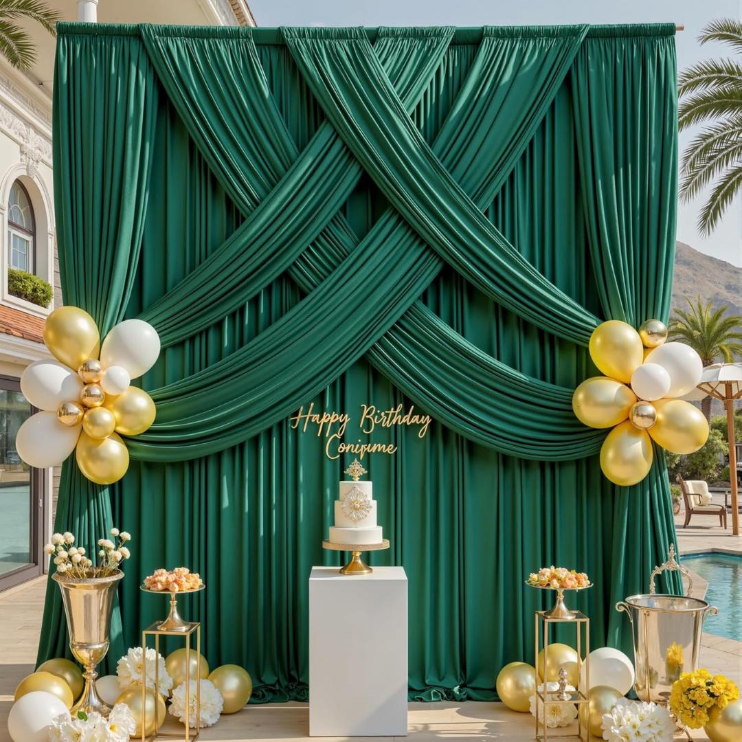 HUNTER -  2 Panels 5Ft x 21Ft Wrinkle Free Backdrop Curtains for Parties  - Silky Interlock Backdrop for Weddings Birthday Party Curtains