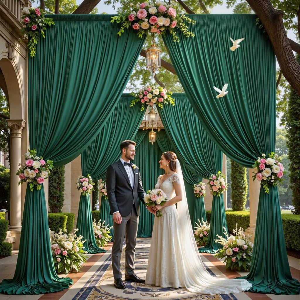 HUNTER -  2 Panels 5Ft x 21Ft Wrinkle Free Backdrop Curtains for Parties  - Silky Interlock Backdrop for Weddings Birthday Party Curtains