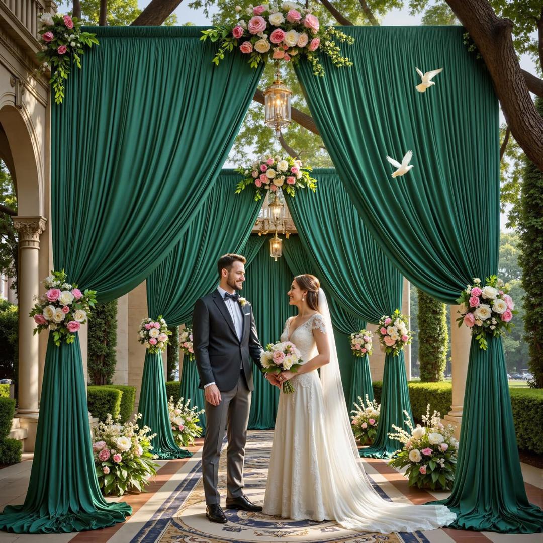 HUNTER -  2 Panels 5Ft x 21Ft Wrinkle Free Backdrop Curtains for Parties  - Silky Interlock Backdrop for Weddings Birthday Party Curtains