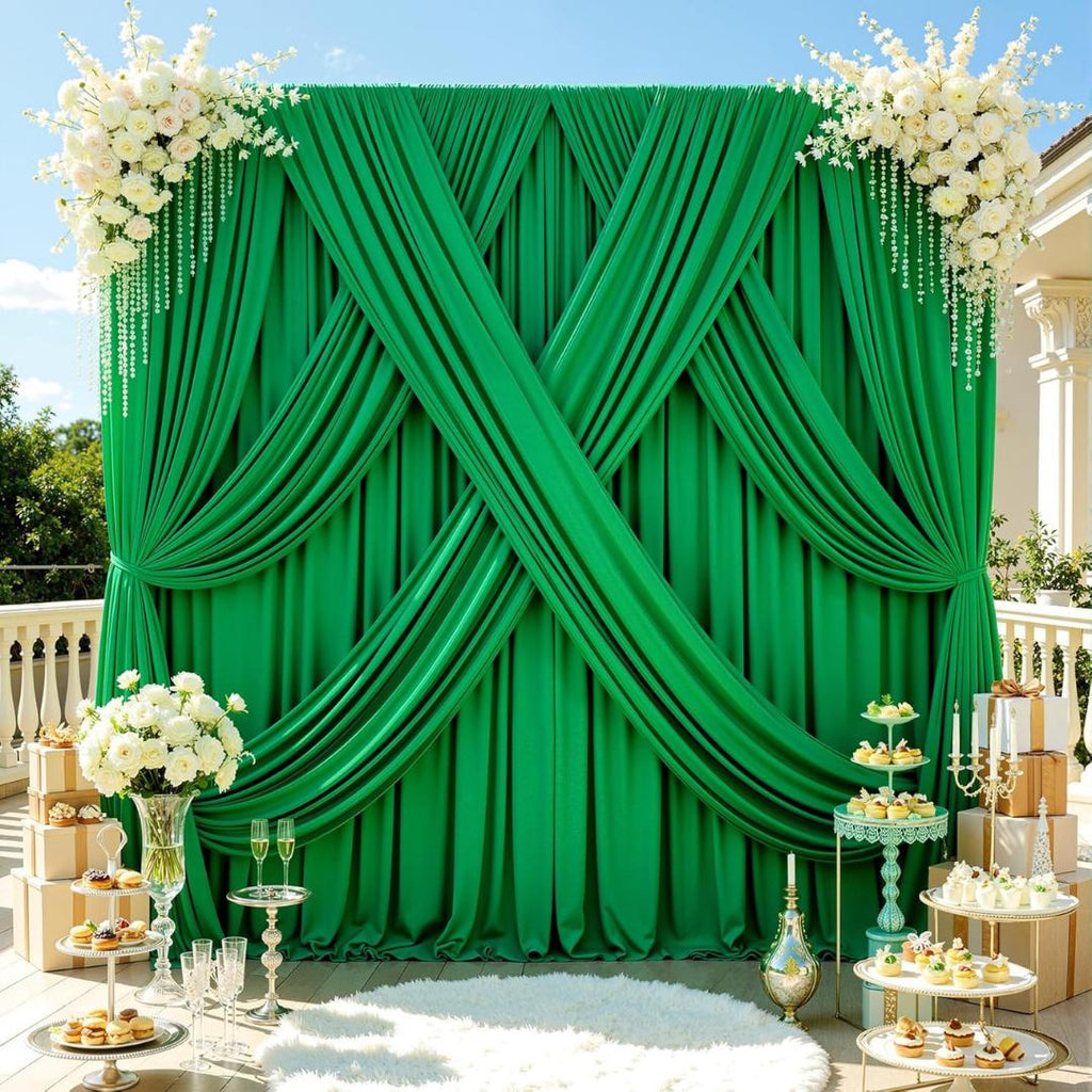 KELLY -  2 Panels 5Ft x 21Ft Wrinkle Free Backdrop Curtains for Parties  - Silky Interlock Backdrop for Weddings Birthday Party Curtains
