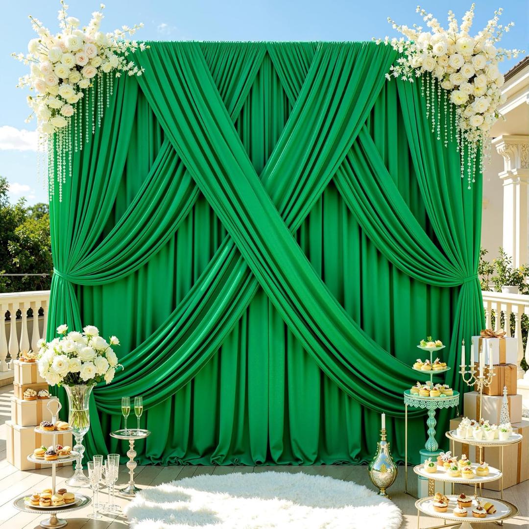 KELLY -  2 Panels 5Ft x 21Ft Wrinkle Free Backdrop Curtains for Parties  - Silky Interlock Backdrop for Weddings Birthday Party Curtains