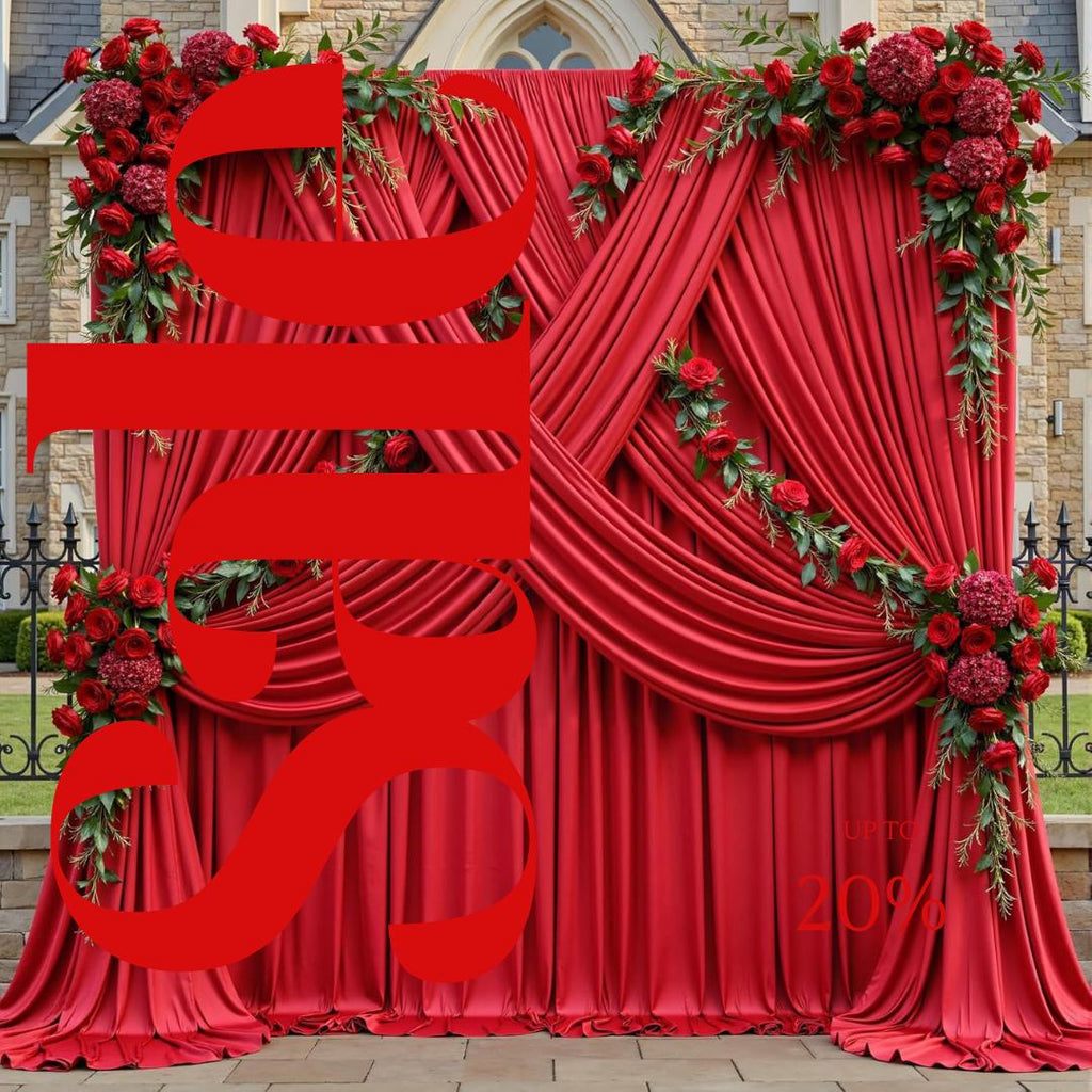 RED -  2 Panels 5Ft x 21Ft Wrinkle Free Backdrop Curtains for Parties  - Silky Interlock Backdrop for Weddings Birthday Party Curtains