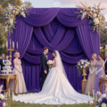 PURPLE -  2 Panels 5Ft x 21Ft Wrinkle Free Backdrop Curtains for Parties  - Silky Interlock Backdrop for Weddings Birthday Party Curtains