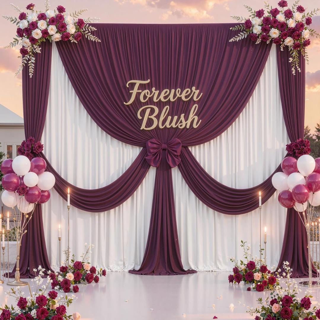 BURGUNDY -  2 Panels - Wrinkle Free Backdrop Curtains for Parties Silky Interlock Backdrop for Weddings Birthday Party Curtains. Choose Size