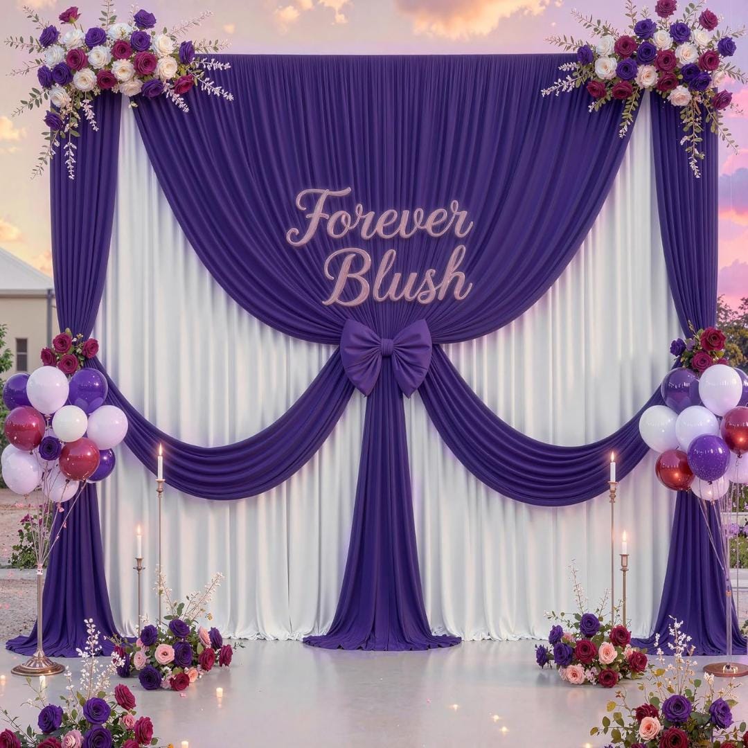 PURPLE -  2 Panels - Wrinkle Free Backdrop Curtains for Parties Silky Interlock Backdrop for Weddings Birthday Party Curtains. Choose Size