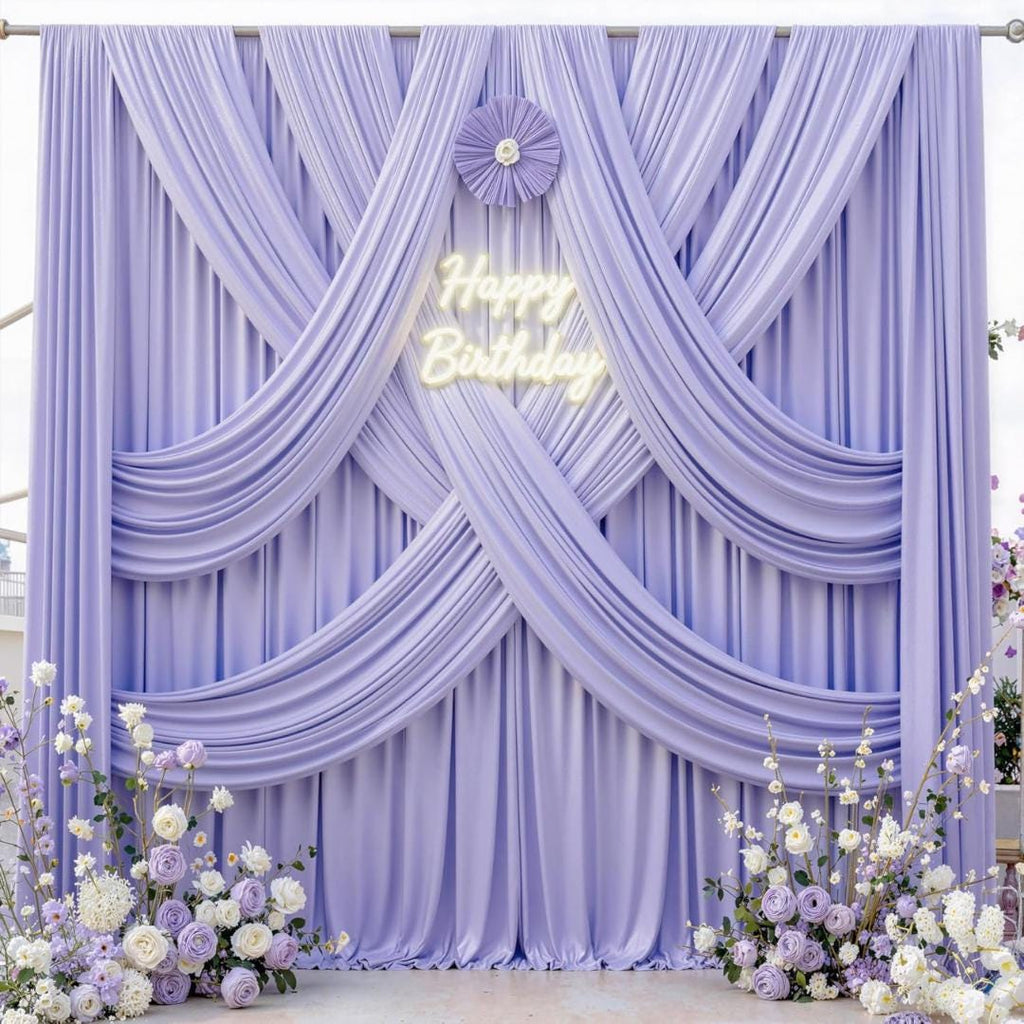 LILAC -  2 Panels - Wrinkle Free Backdrop Curtains for Parties Silky Interlock Backdrop for Weddings Birthday Party Curtains. Choose Size