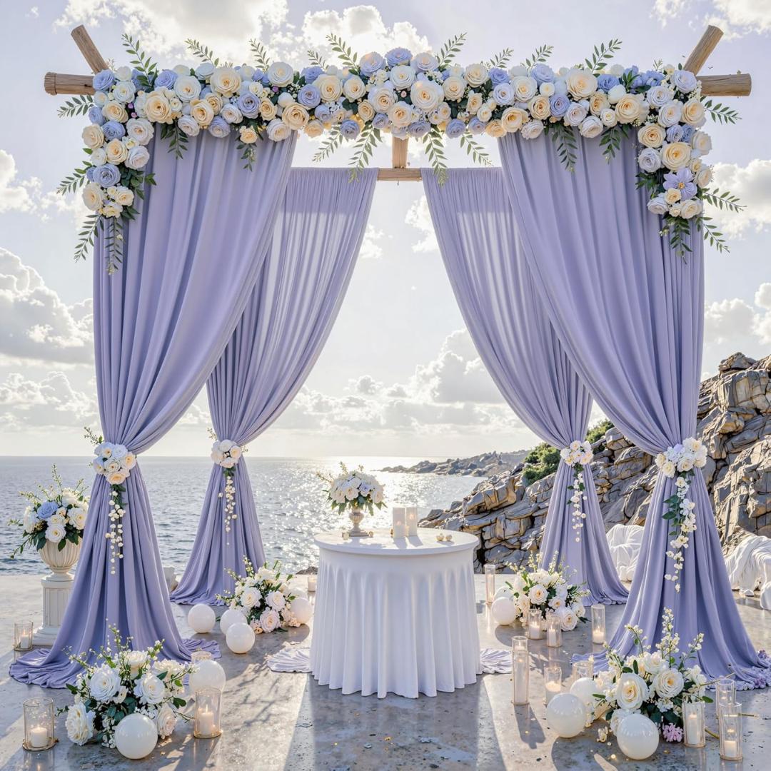 LILAC -  2 Panels - Wrinkle Free Backdrop Curtains for Parties Silky Interlock Backdrop for Weddings Birthday Party Curtains. Choose Size