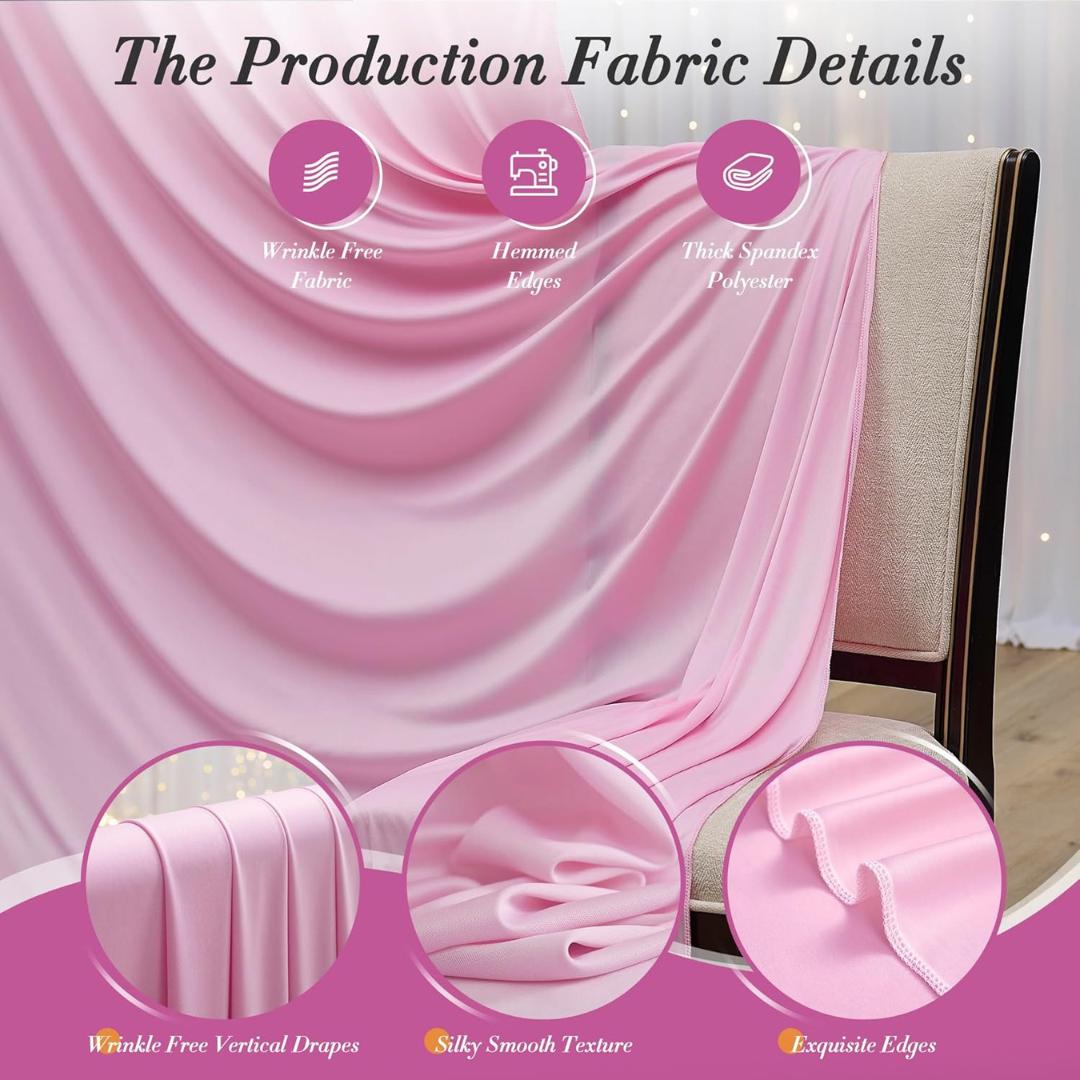 LT PINK -  2 Panels - Wrinkle Free Backdrop Curtains for Parties Silky Interlock Backdrop for Weddings Birthday Party Curtains. Choose Size
