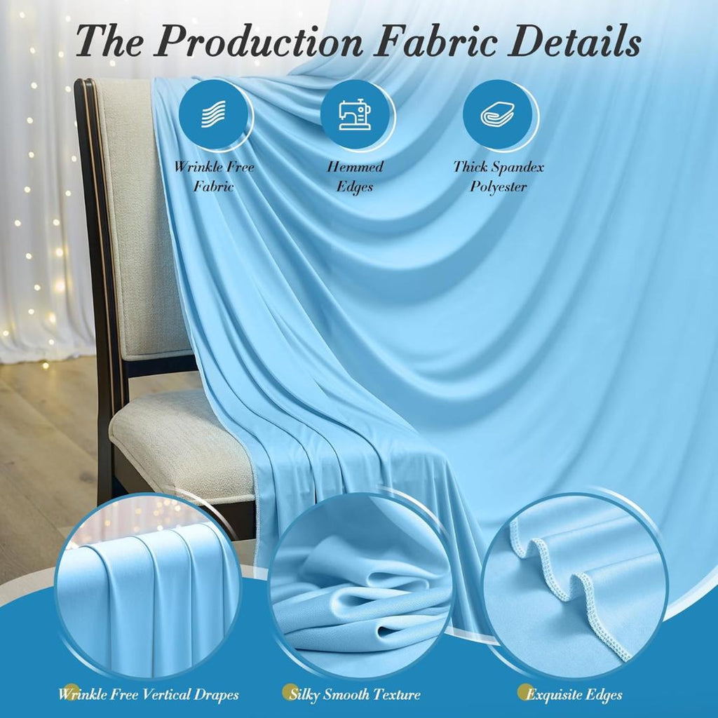 LT BLUE -  2 Panels - Wrinkle Free Backdrop Curtains for Parties Silky Interlock Backdrop for Weddings Birthday Party Curtains. Choose Size