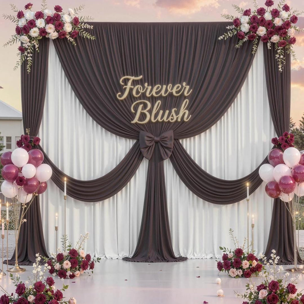 BROWN -  2 Panels - Wrinkle Free Backdrop Curtains for Parties Silky Interlock Backdrop for Weddings Birthday Party Curtains. Choose Size