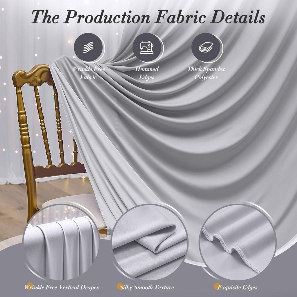 SILVER -  2 Panels - Wrinkle Free Backdrop Curtains for Parties Silky Interlock Backdrop for Weddings Birthday Party Curtains. Choose Size